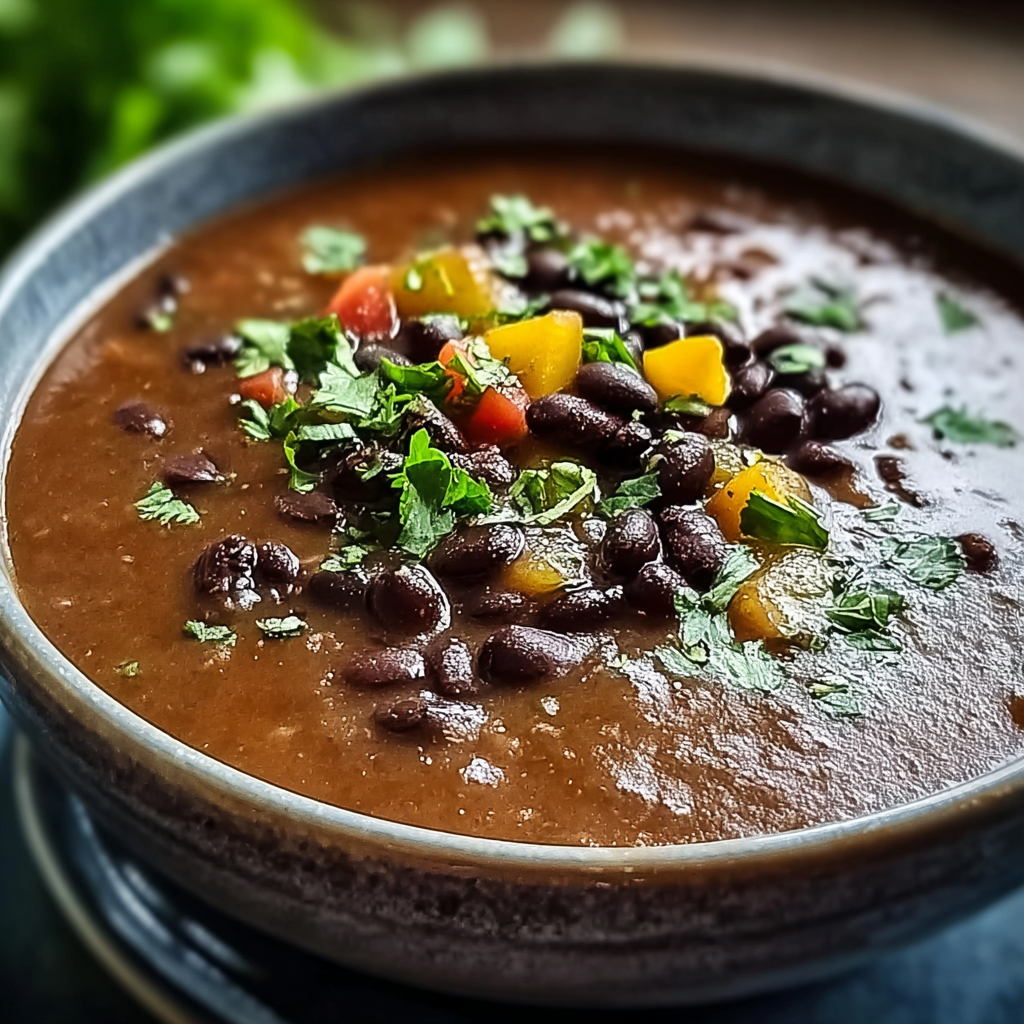 hearty black bean soup food photograph 3