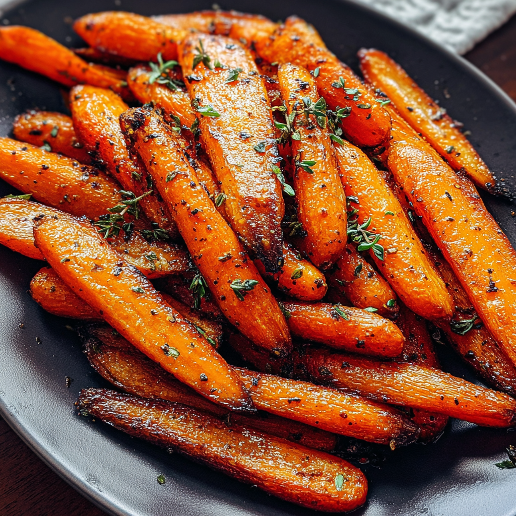 honey maple roasted carrots food photograph 2