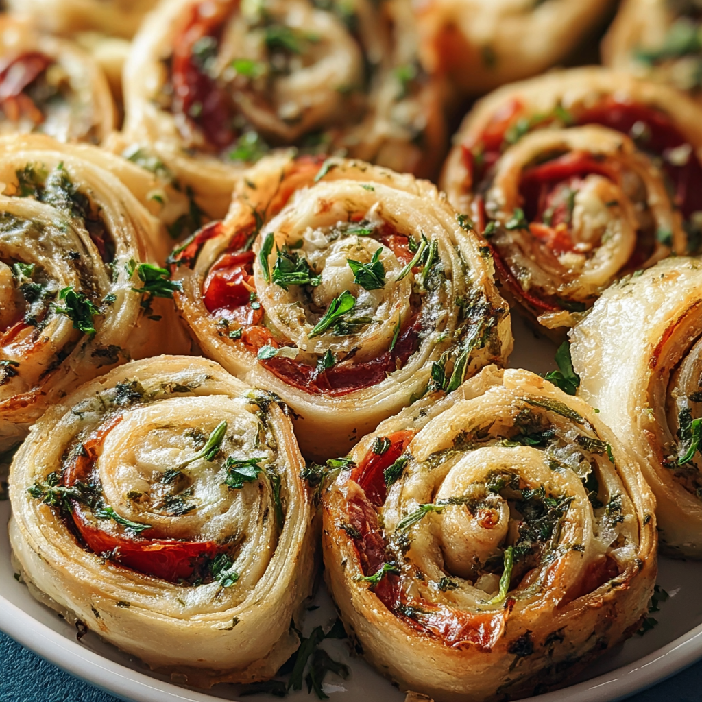 Mediterranean pinwheels recipe food photograph 2