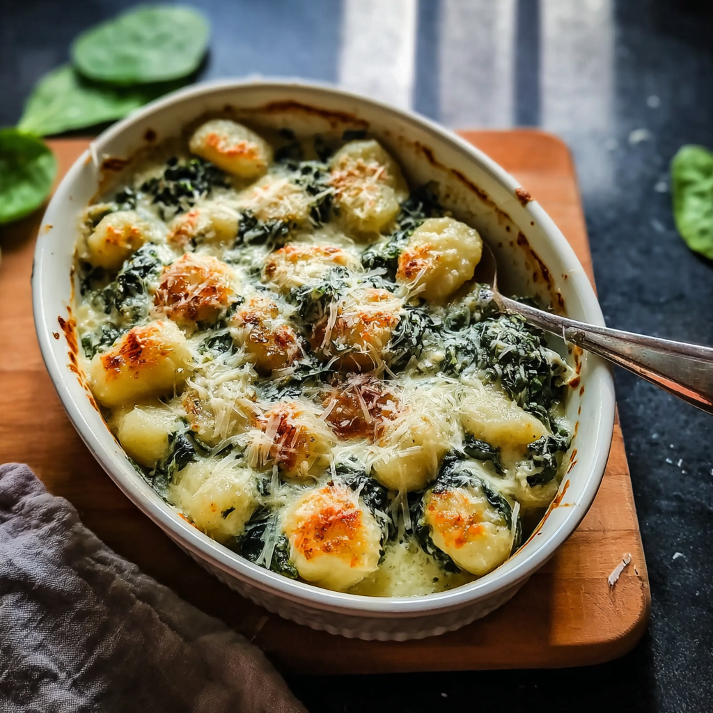 spinach artichoke gnocchi food photograph 3