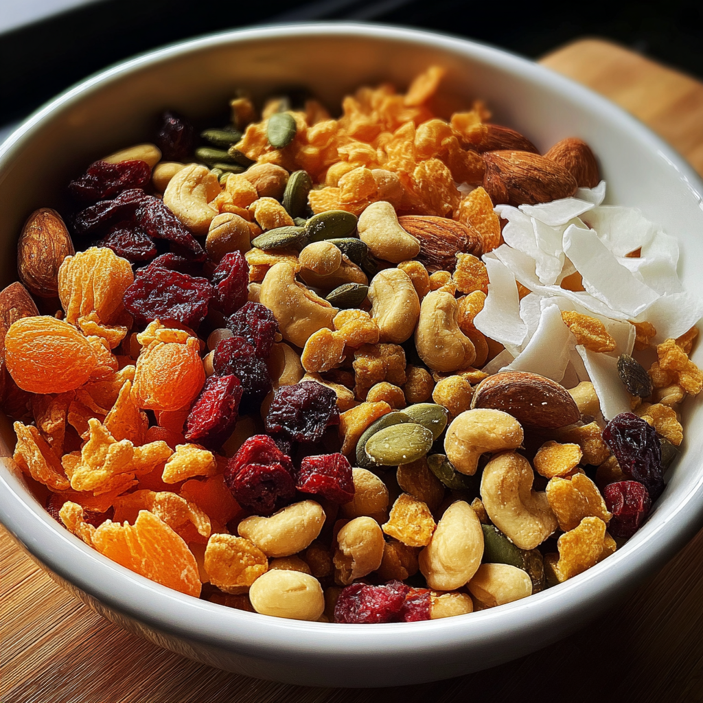 tropical trail mix food photograph 2