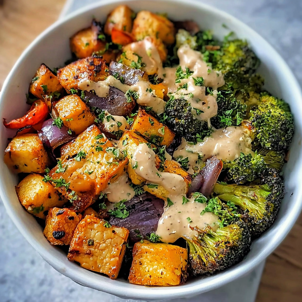 vegan mediterranean roasted bowl food photograph 2