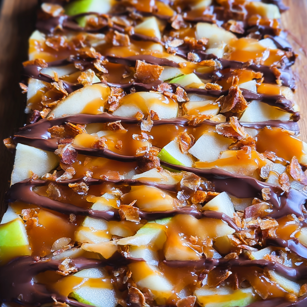 caramel apple bark food photograph 1