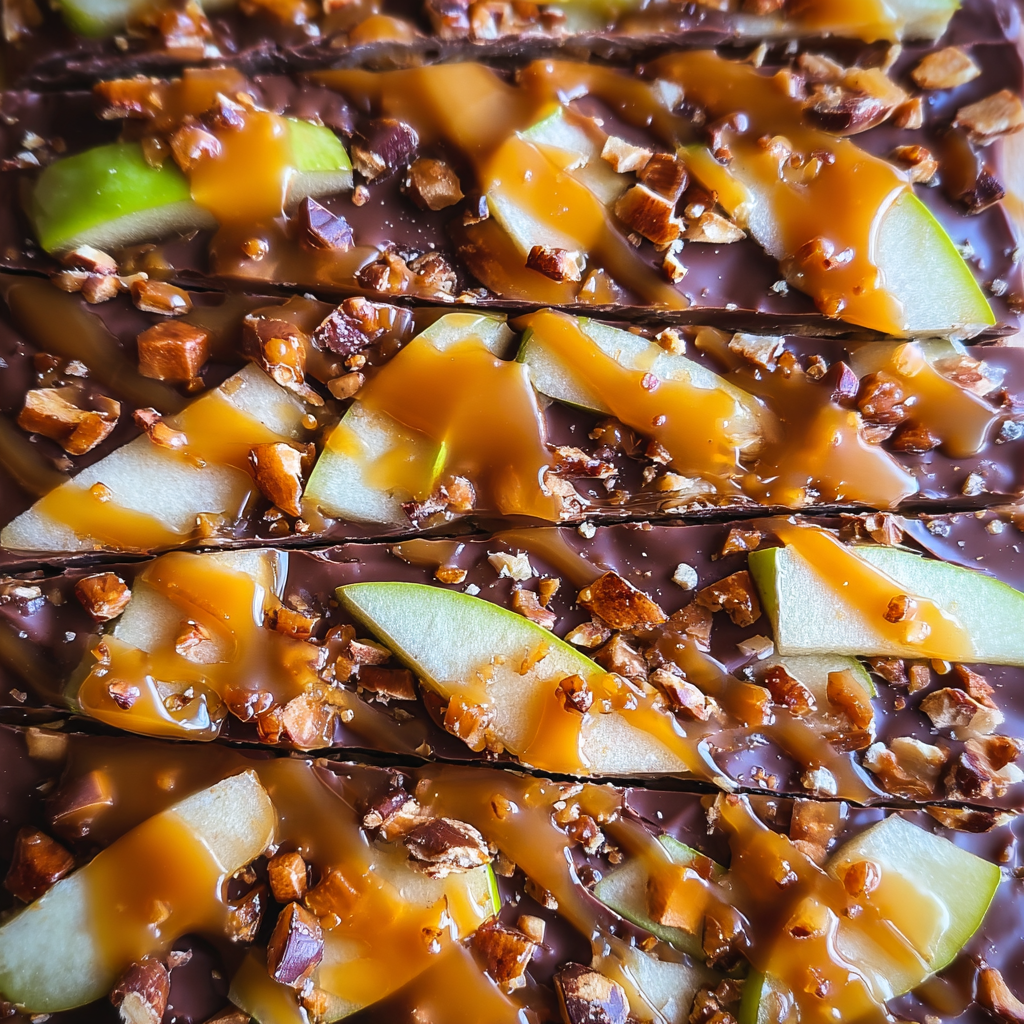 caramel apple bark food photograph 2