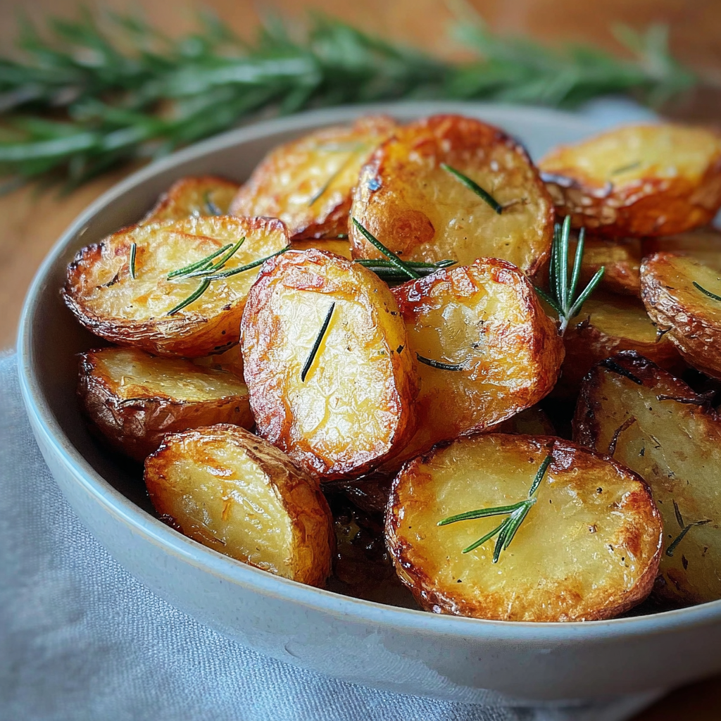 crispy rosemary potatoes food photograph 1