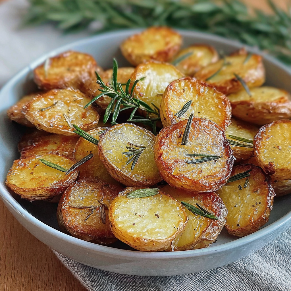 crispy rosemary potatoes food photograph 2