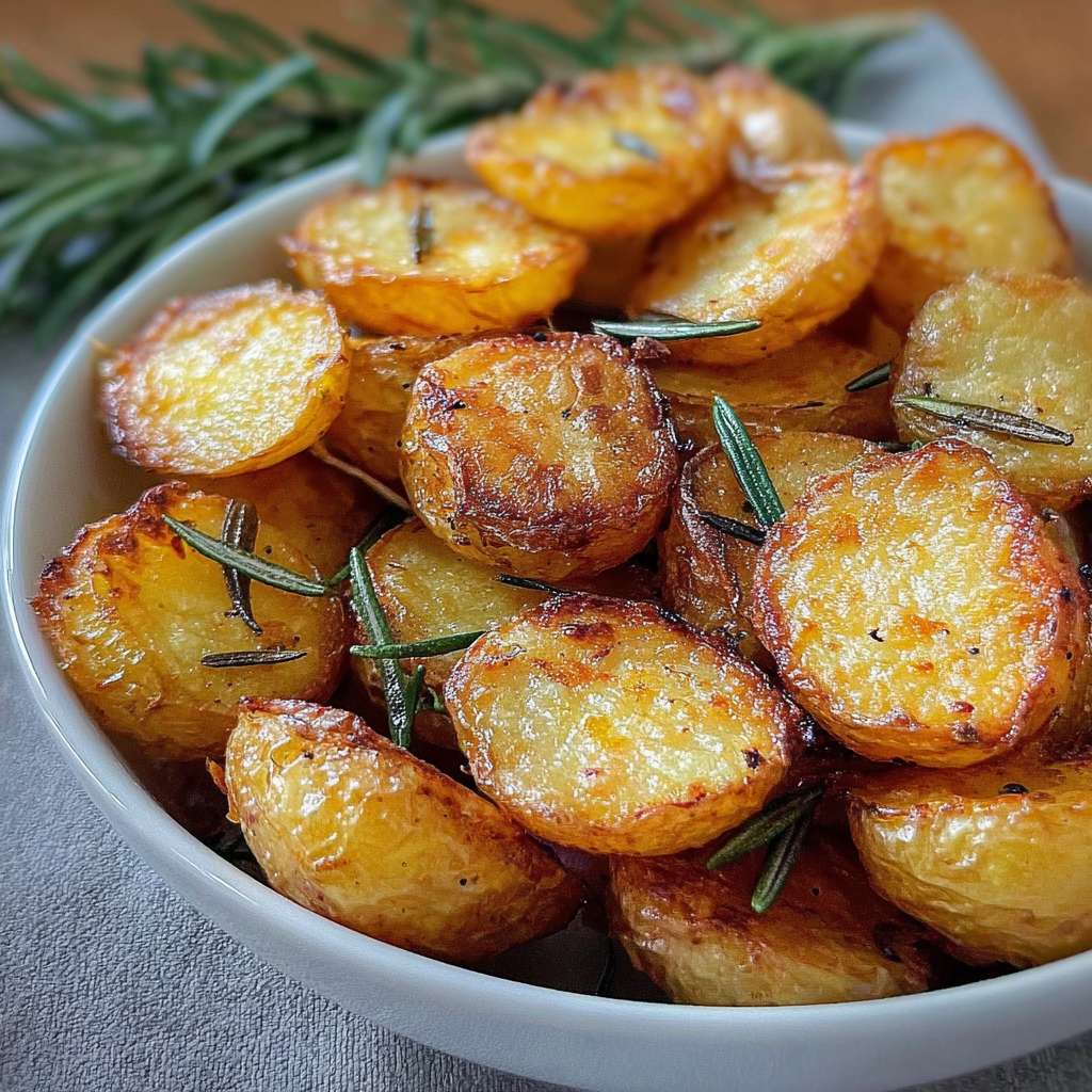 crispy rosemary potatoes food photograph 3