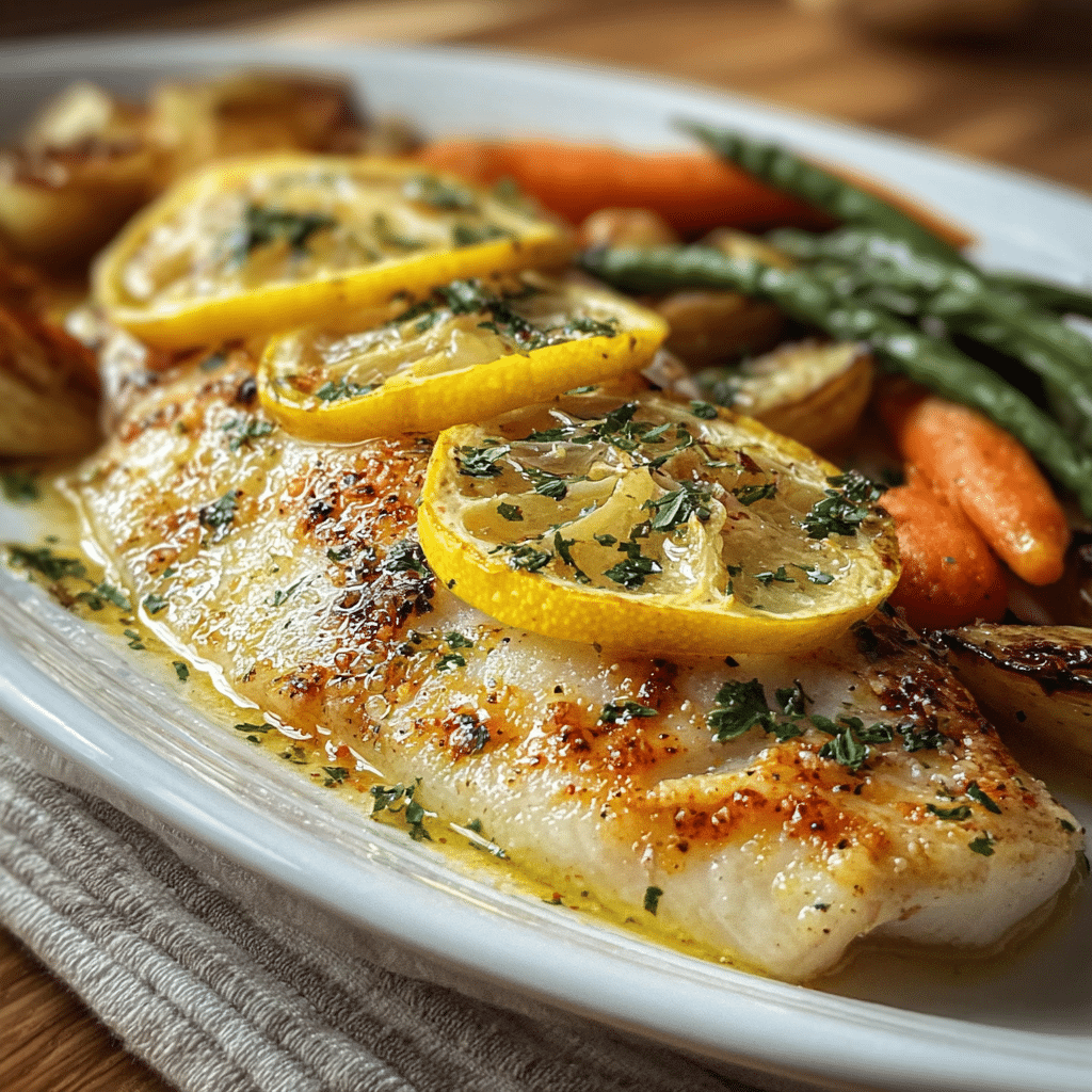 lemon garlic tilapia roasted food photograph 2