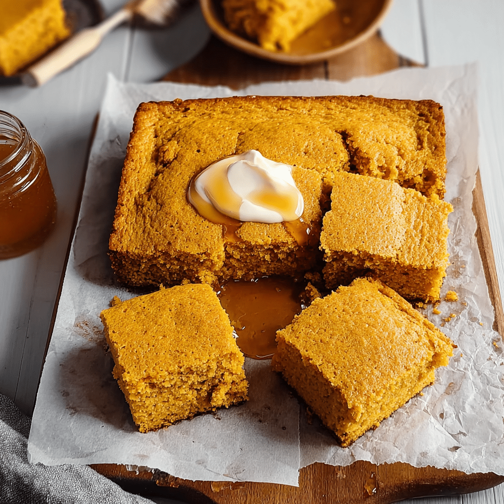 pumpkin cornbread cinnamon honey food photograph 2