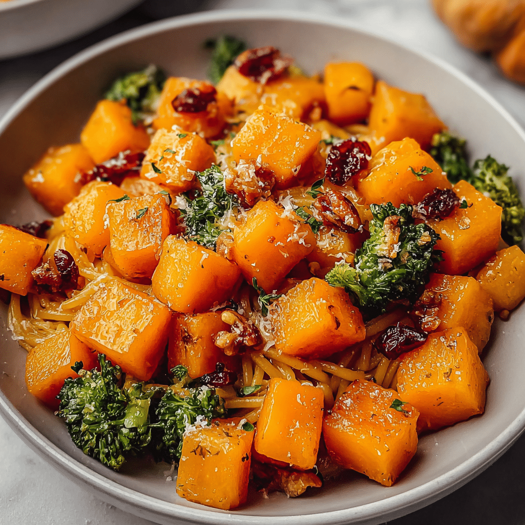 roasted butternut squash pasta food photograph 2