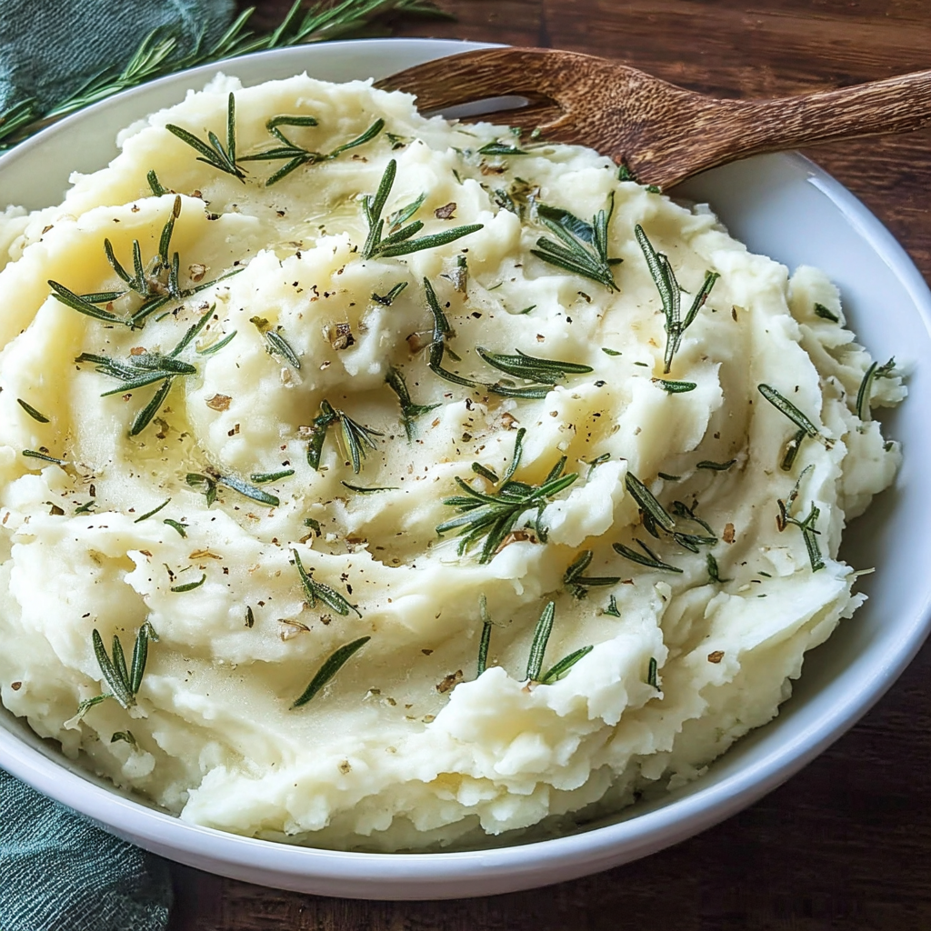 rosemary garlic mashed potatoes food photograph 2