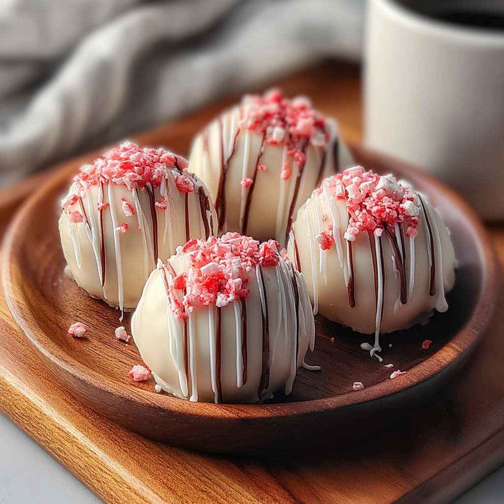strawberry cheesecake truffle bombs food photograph 1