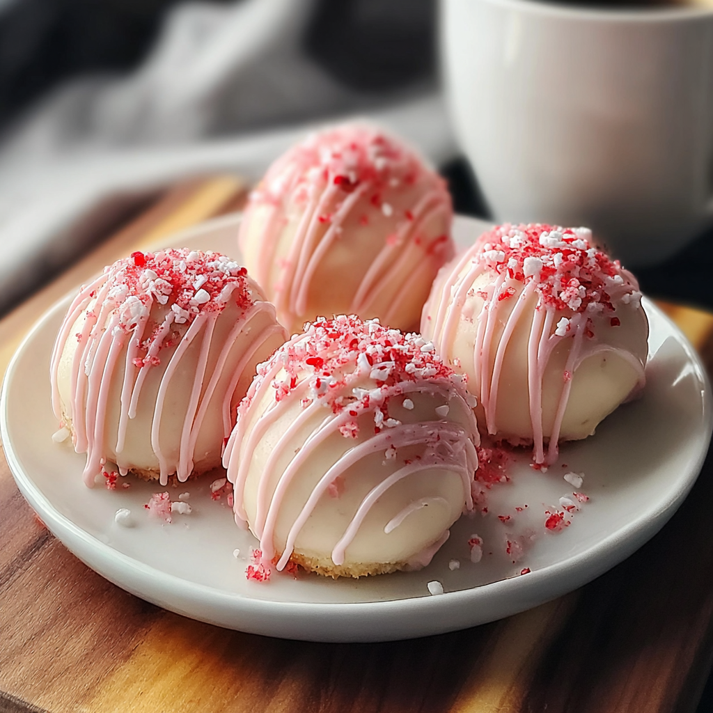 strawberry cheesecake truffle bombs food photograph 2