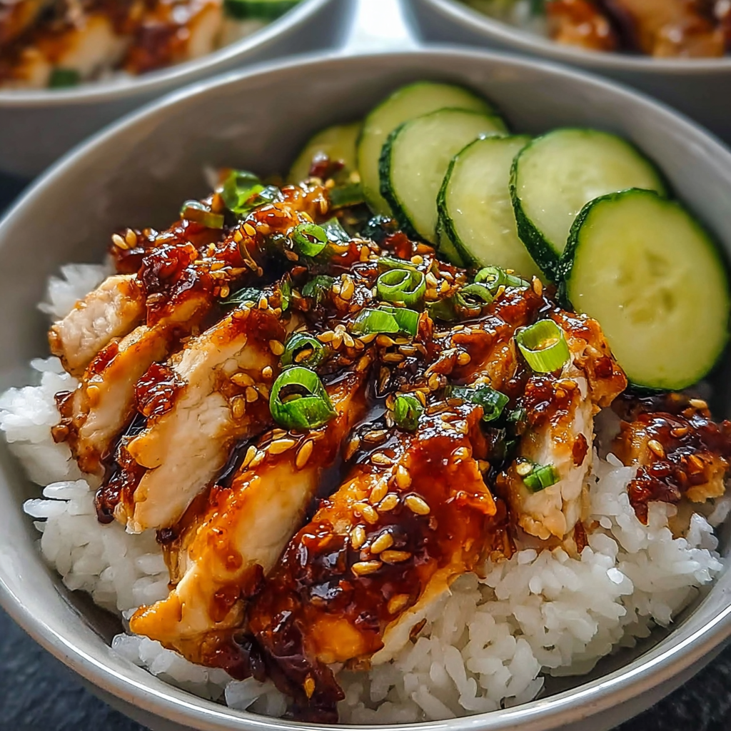 sweet chili chicken bowls food photograph 1