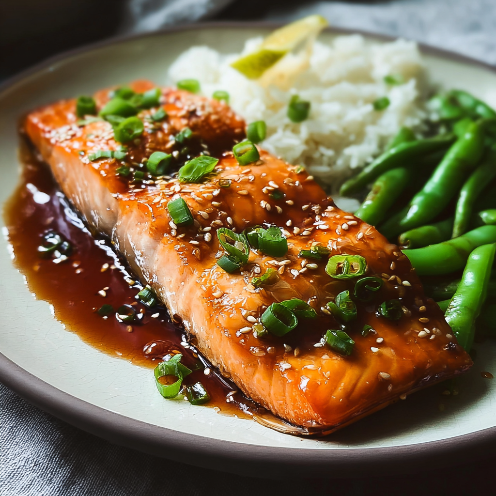 teriyaki salmon steamed food photograph 2