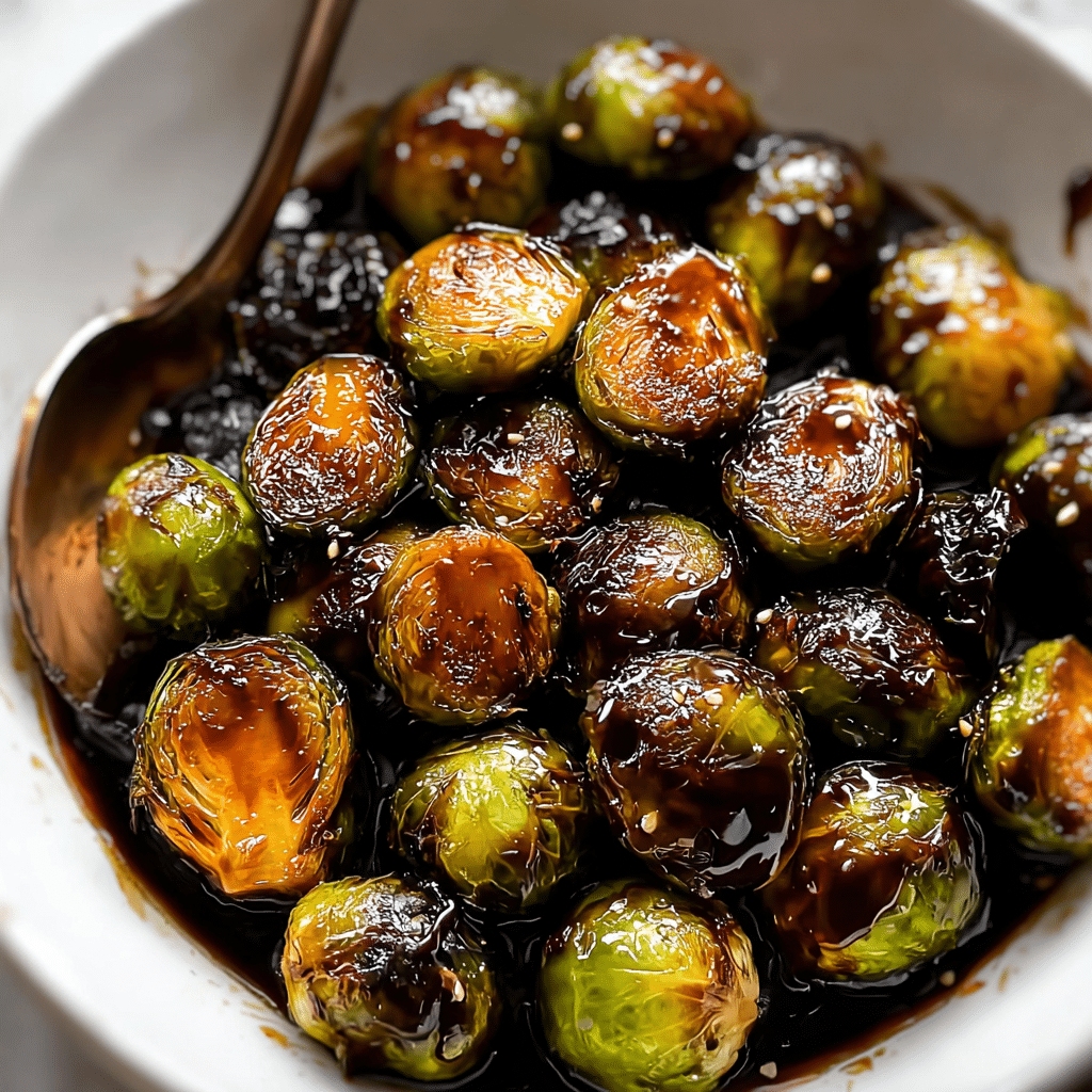 balsamic glazed brussels sprouts food photograph 1