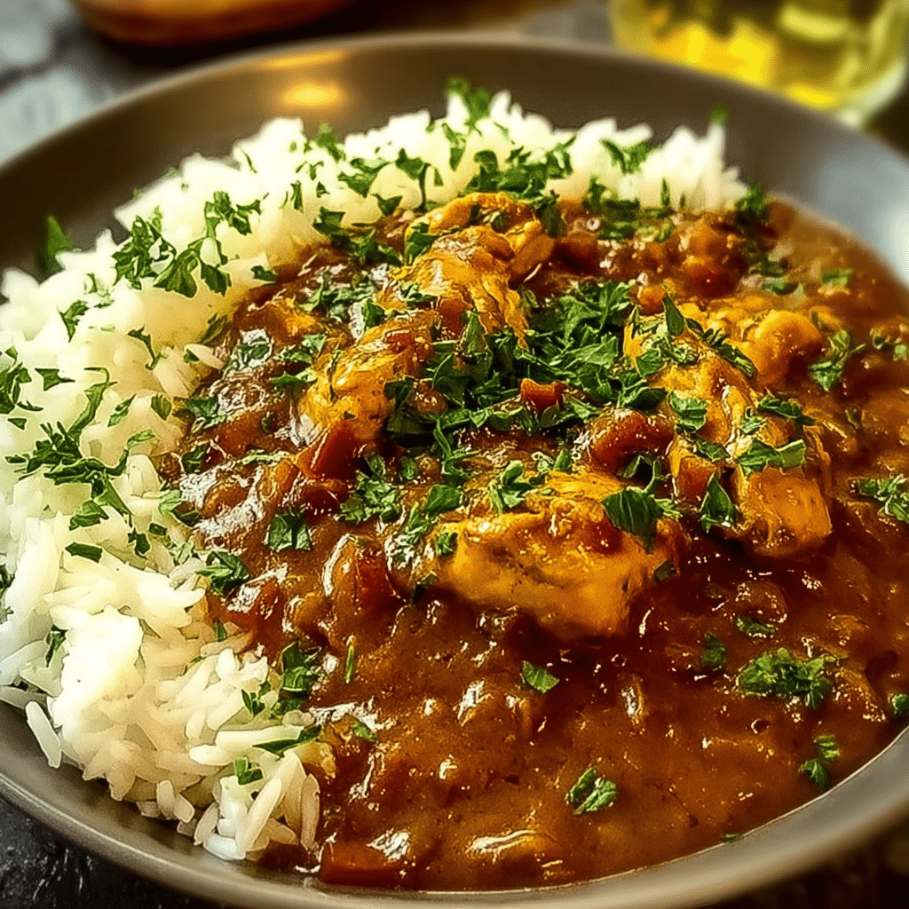 chicken etouffee creole food photograph 2