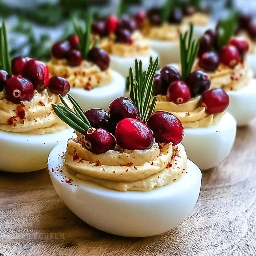 cranberry deviled eggs food photograph 3