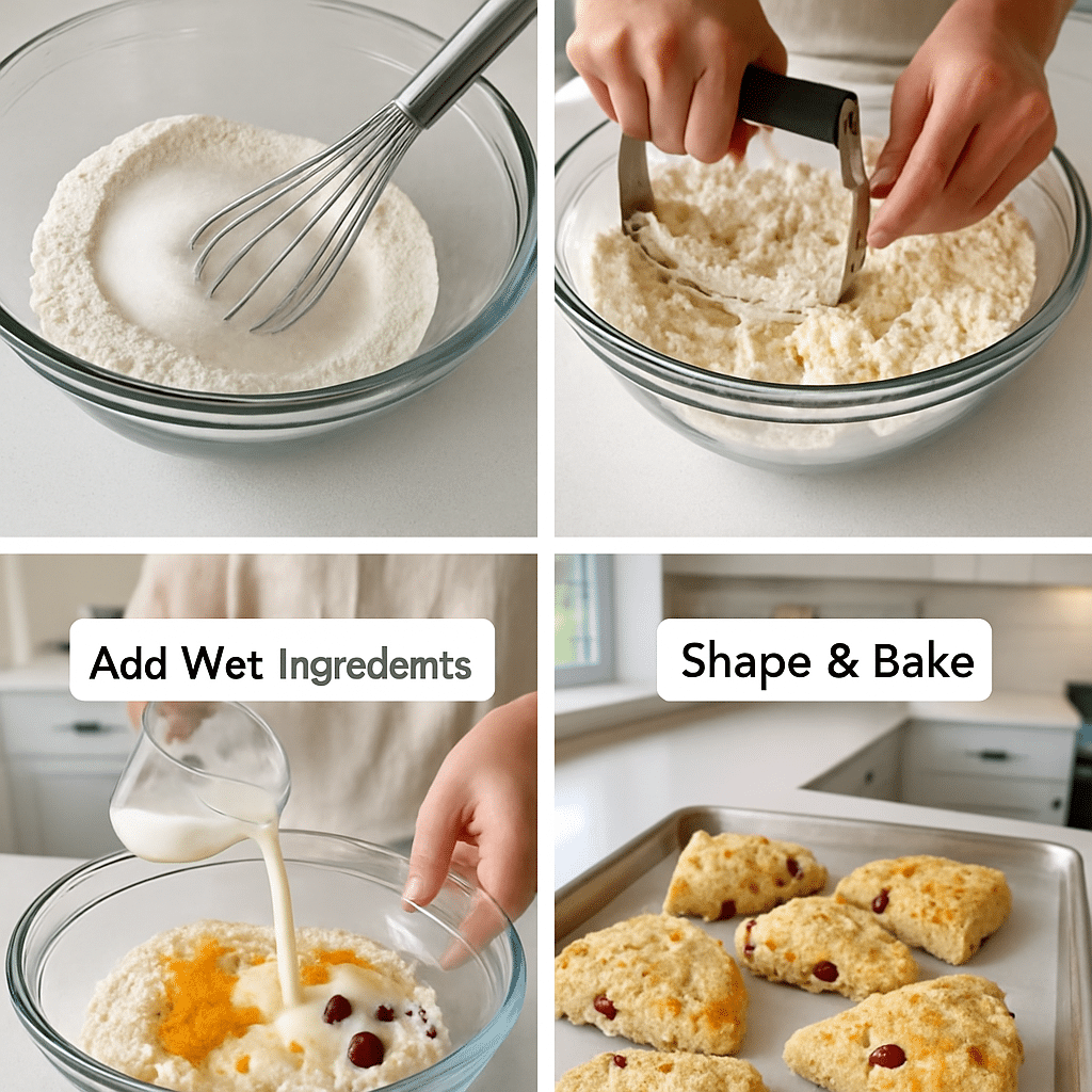 cranberry orange scones process photo