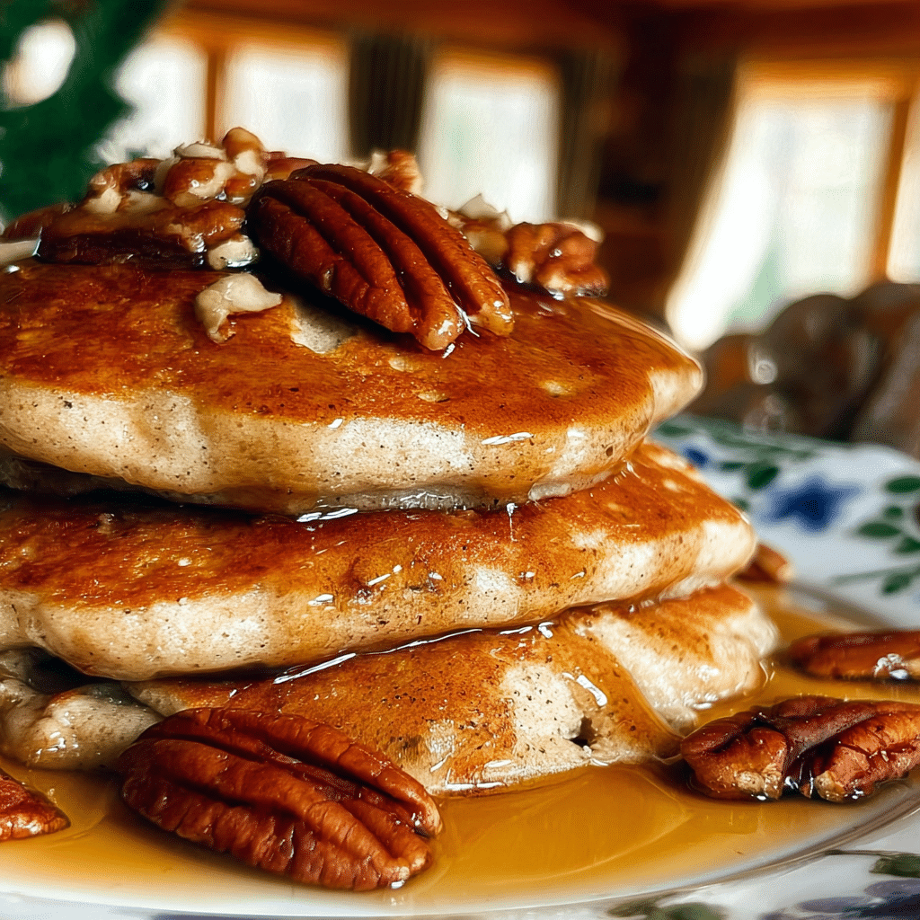 maple pecan pancakes food photograph 3