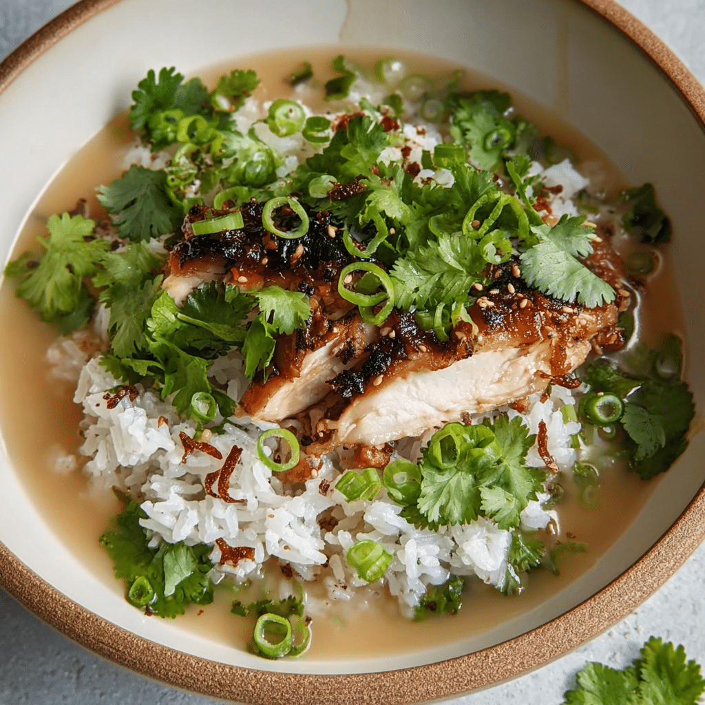 miso ginger chicken rice food photograph 3