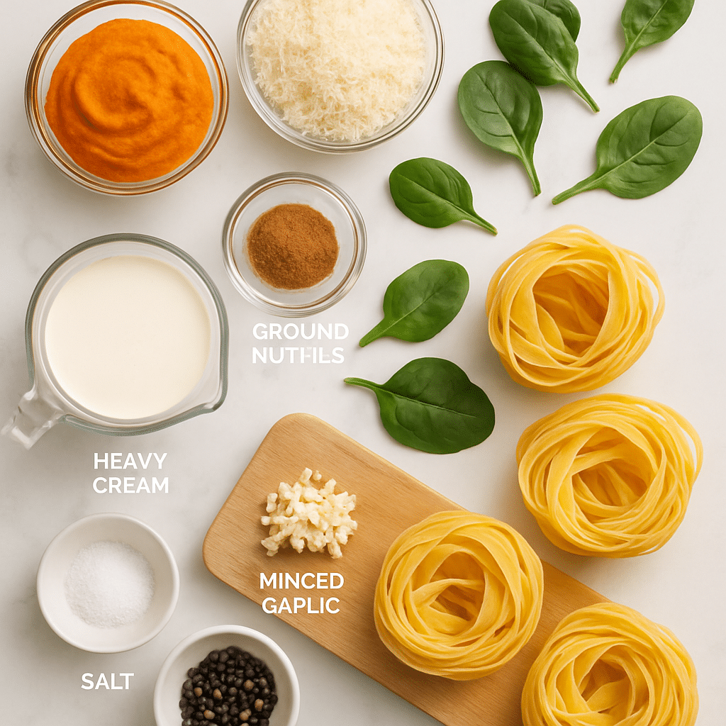 pumpkin alfredo pasta ingredients photo