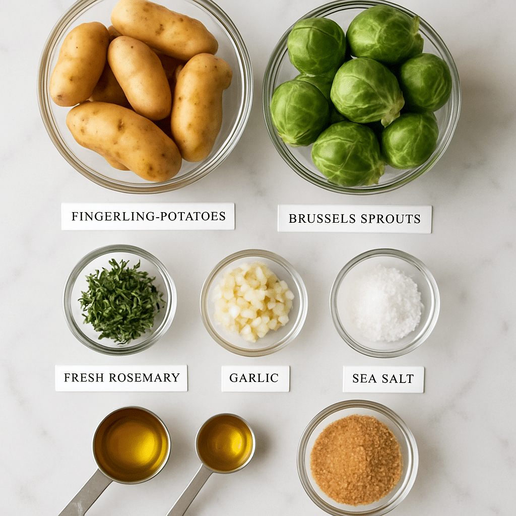 roasted brussels sprouts potatoes ingredients photo