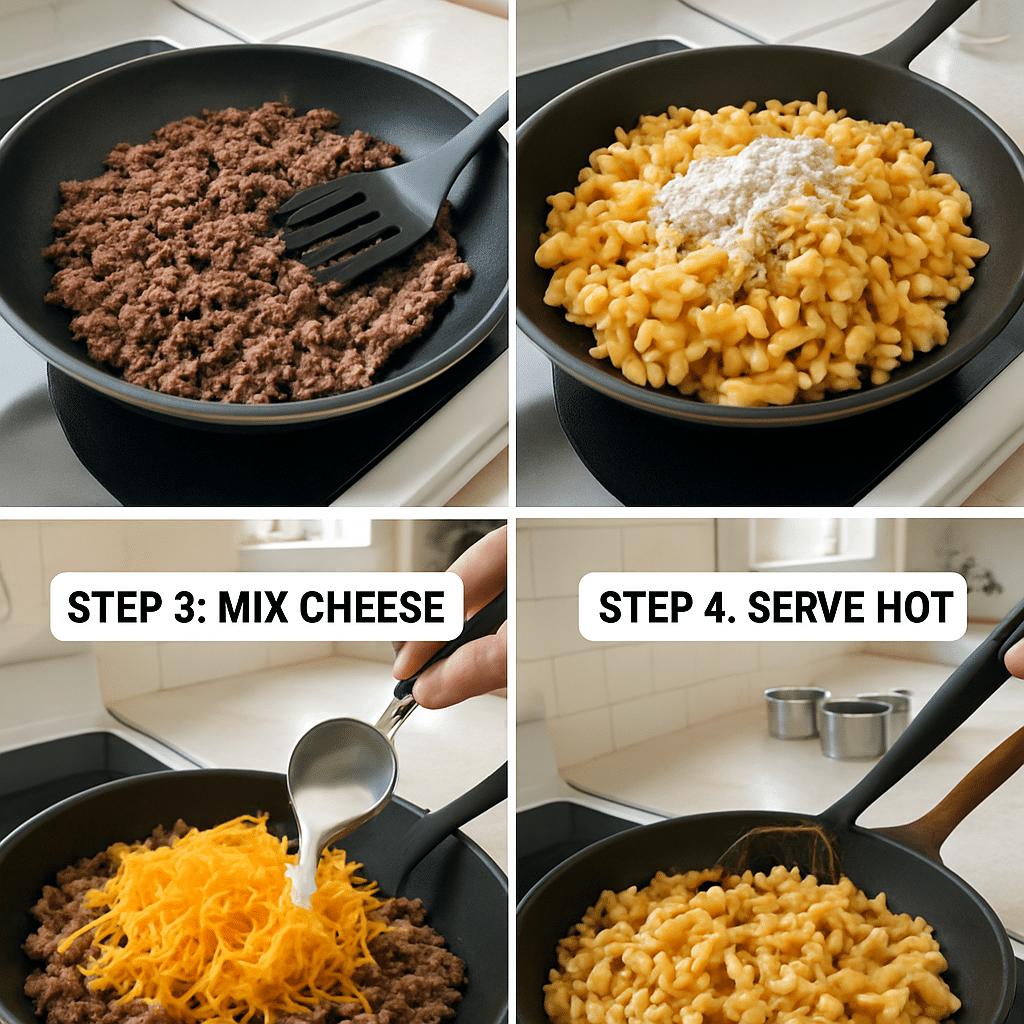 beef cheddar ranch pasta process photo