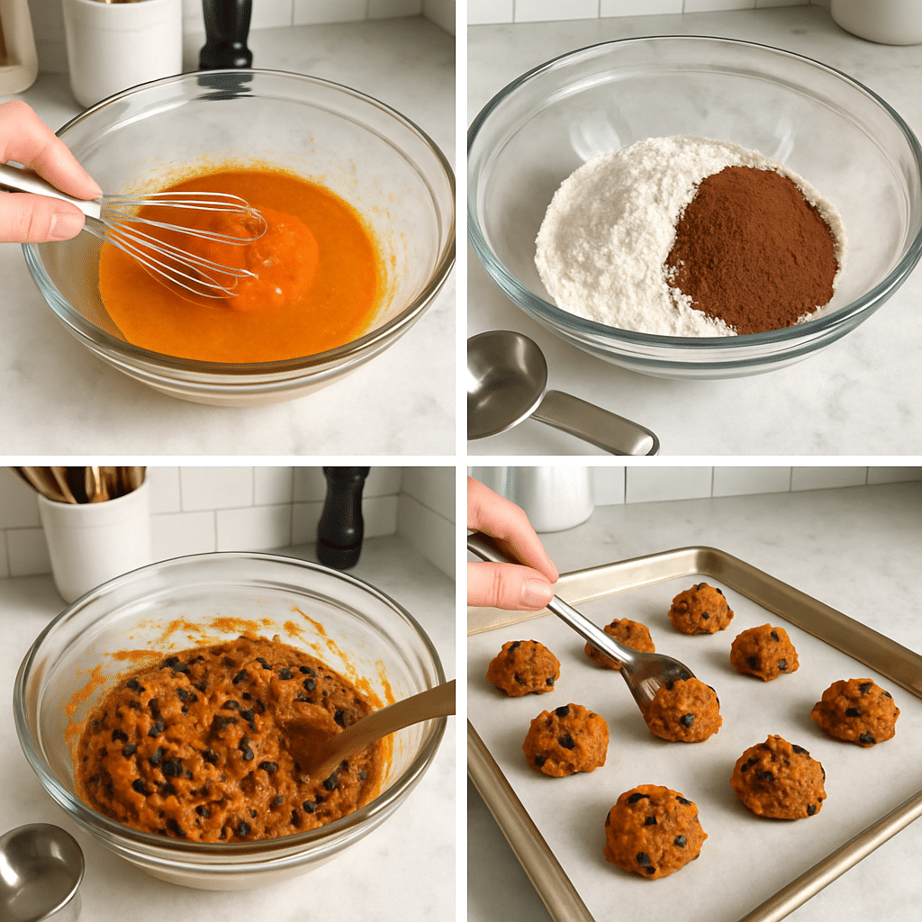chocolate pumpkin cookies process photo