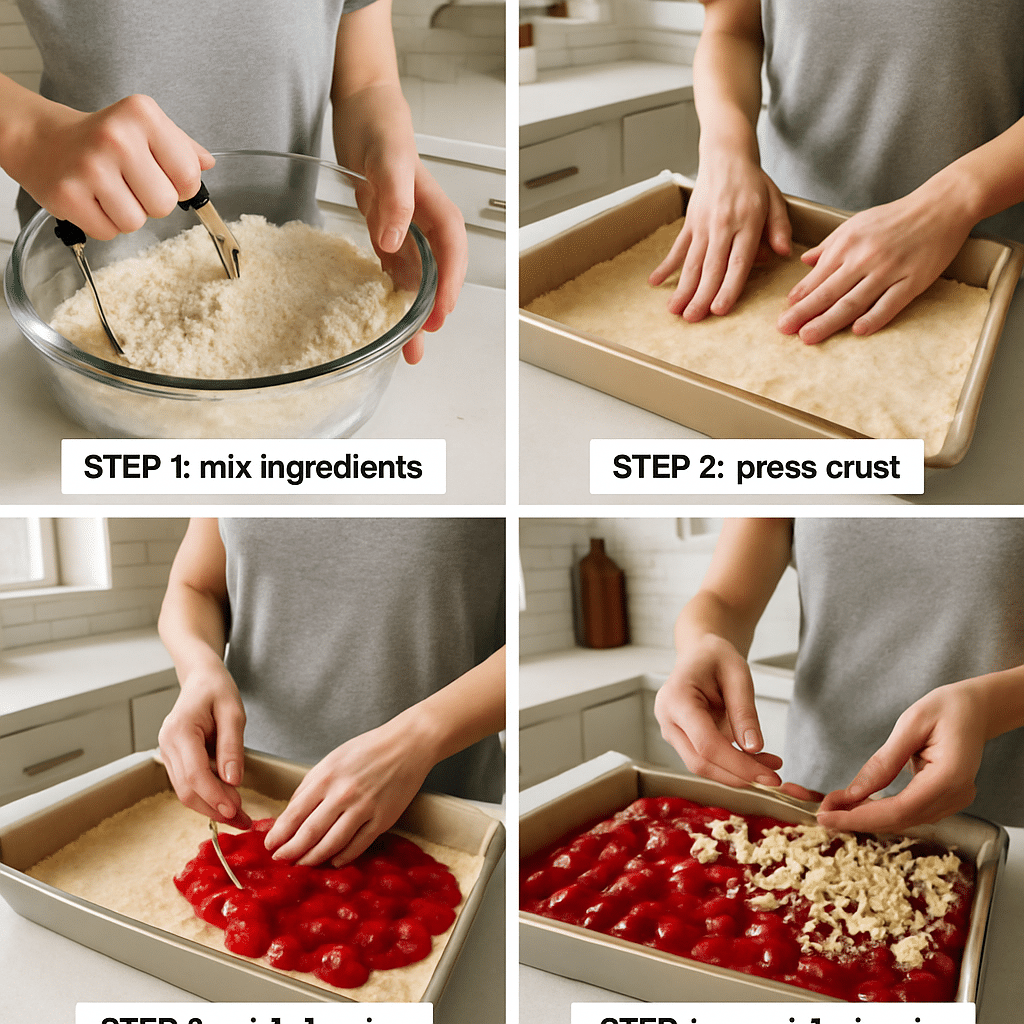 Christmas cherry bars process photo
