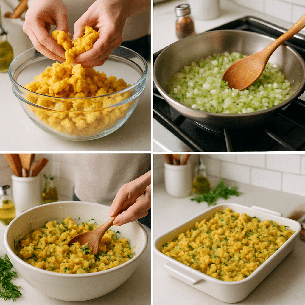 cornbread stuffing recipe process photo