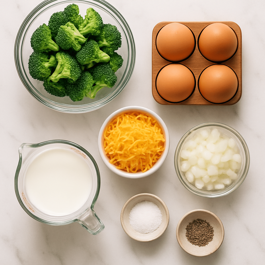 crustless broccoli quiche ingredients photo