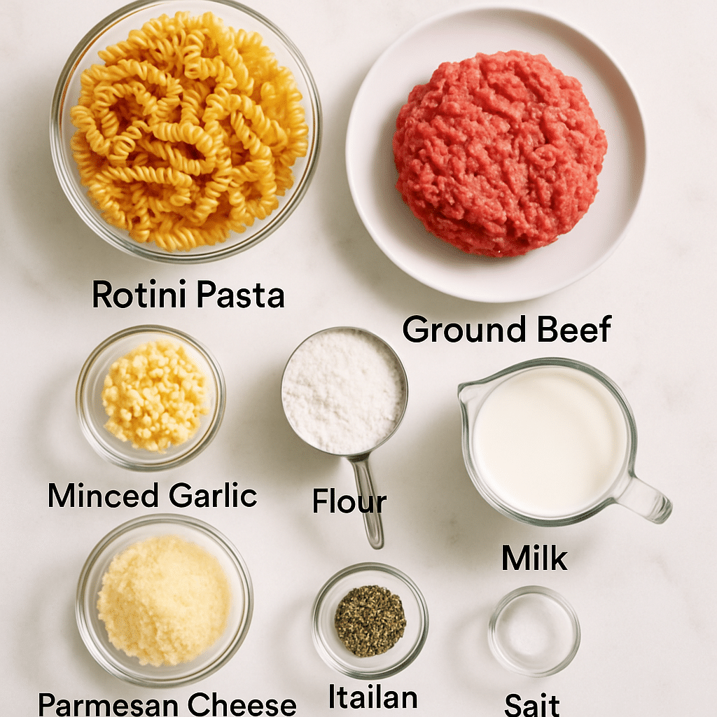 garlic parmesan beef rotini ingredients photo