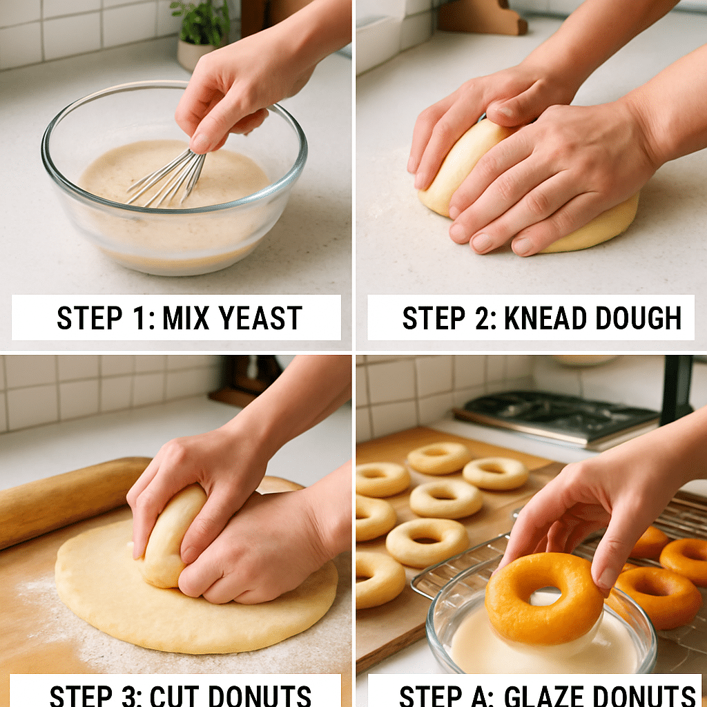 glazed yeast donuts process photo