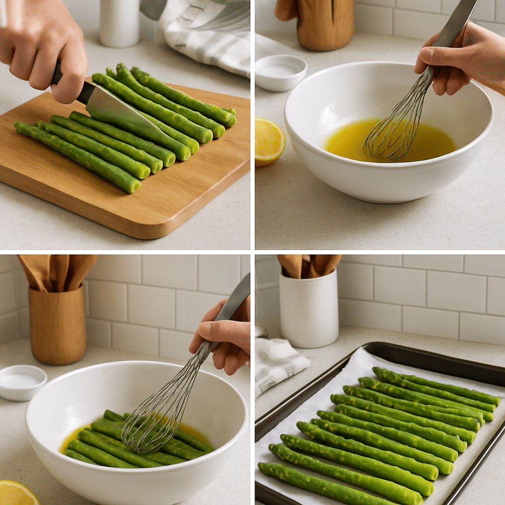 honey lemon roasted asparagus process photo