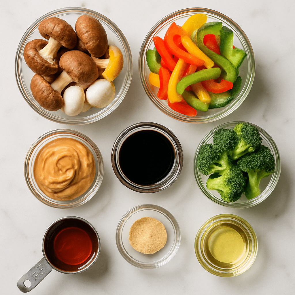 mushroom peanut stir fry ingredients photo