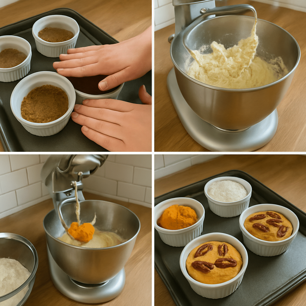 pumpkin pecan upside down process photo