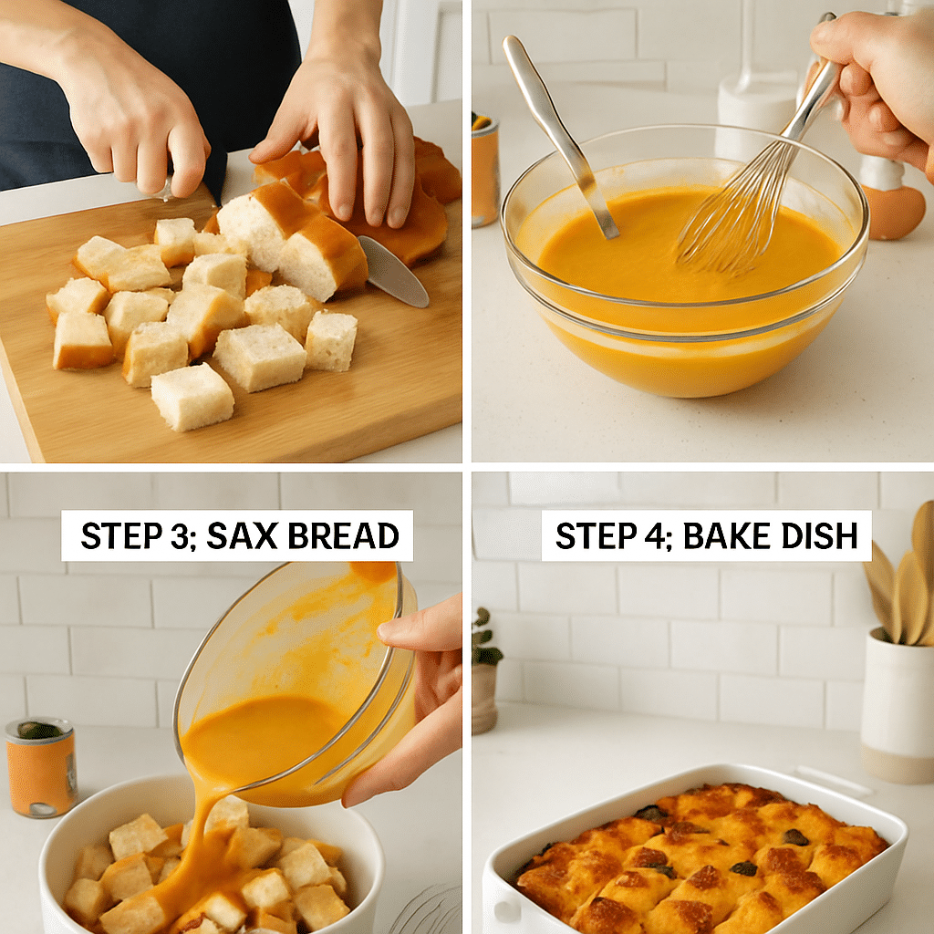 pumpkin sage bread pudding process photo