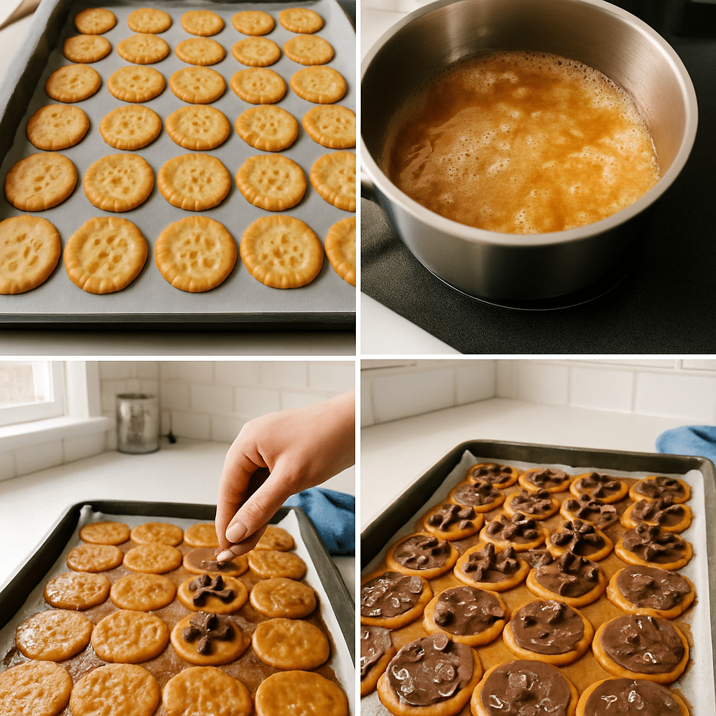 salted caramel cracker bites process photo