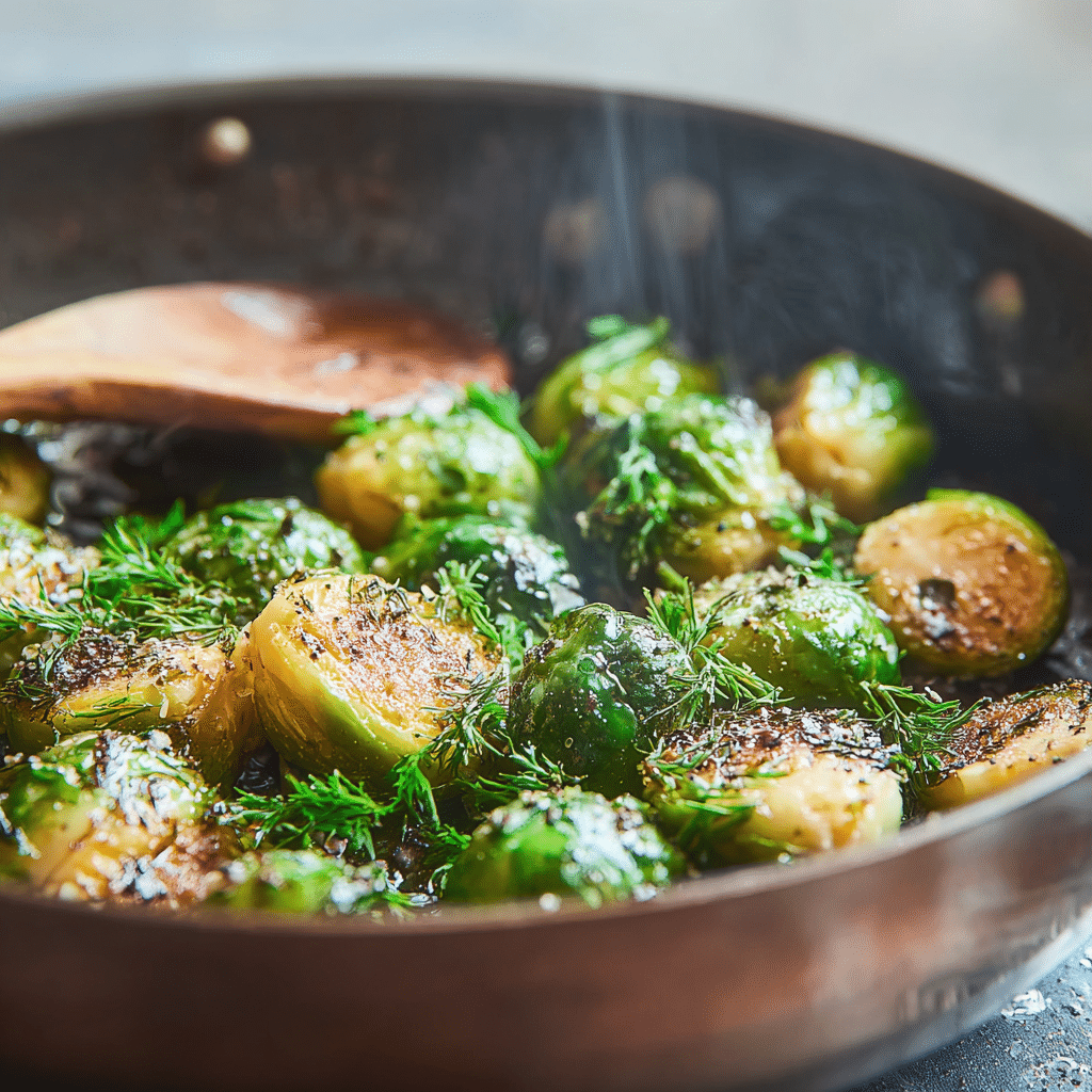 sauteed brussels sprouts midjourney photo