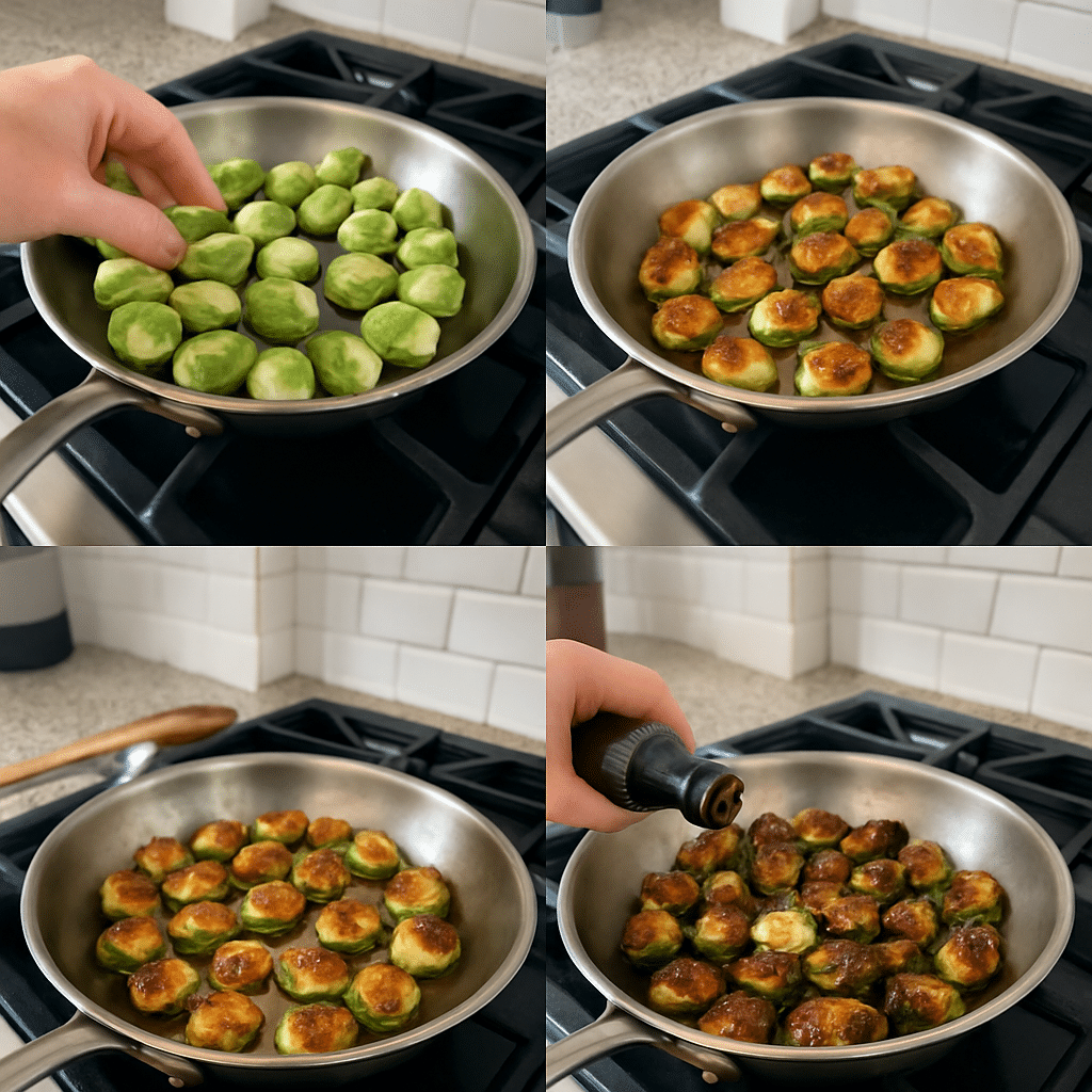 sauteed brussels sprouts process photo