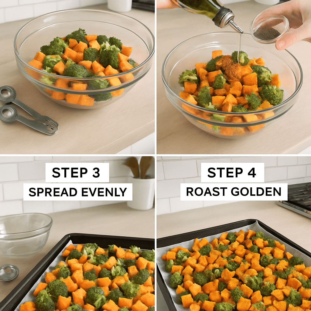 sheet pan sweet potato process photo