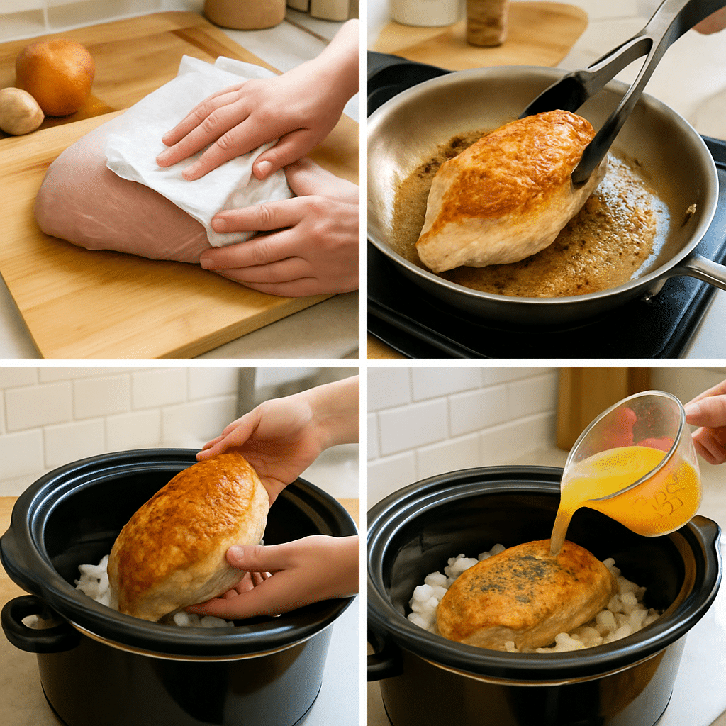 slow cooker boneless turkey process photo