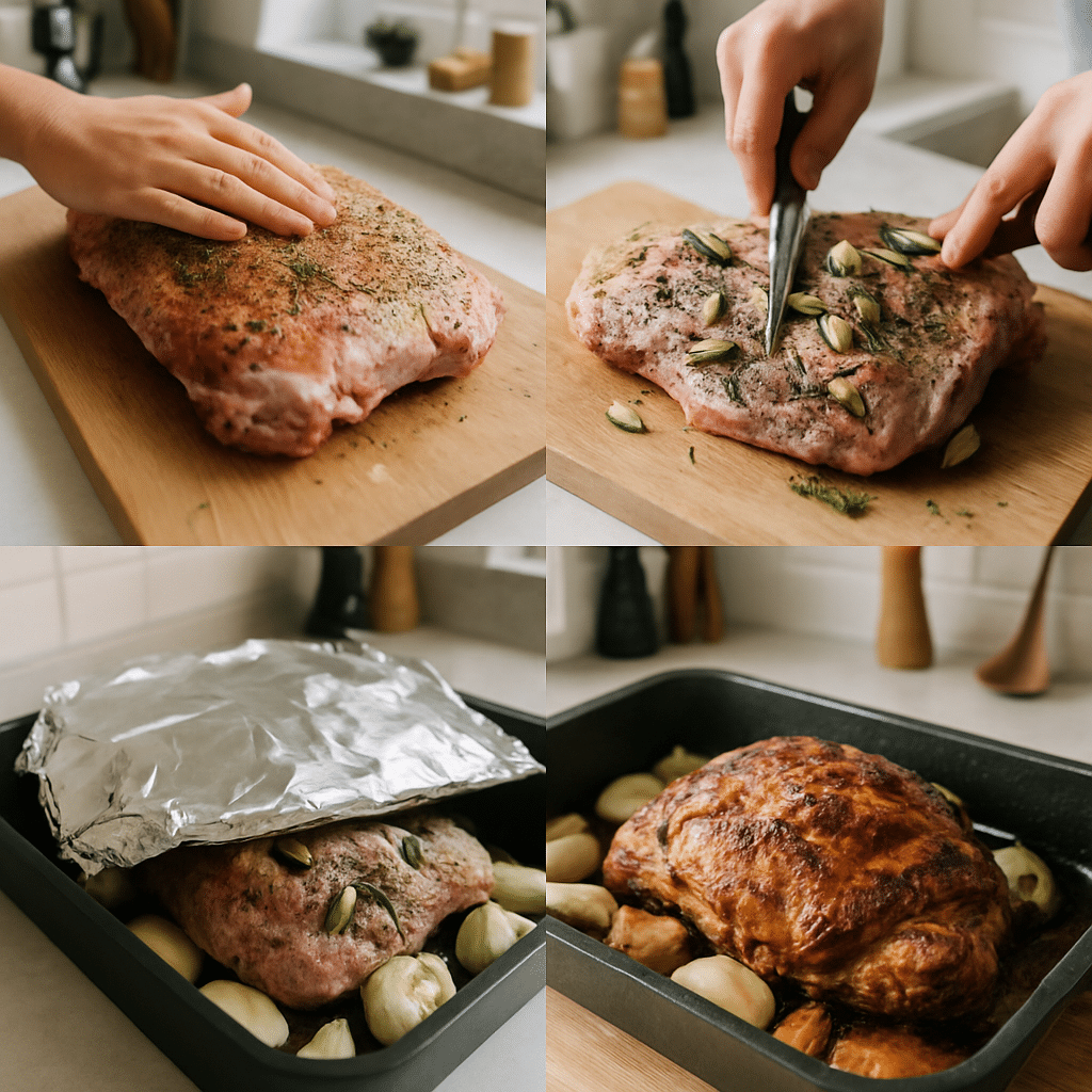 slow roasted lamb shoulder process photo