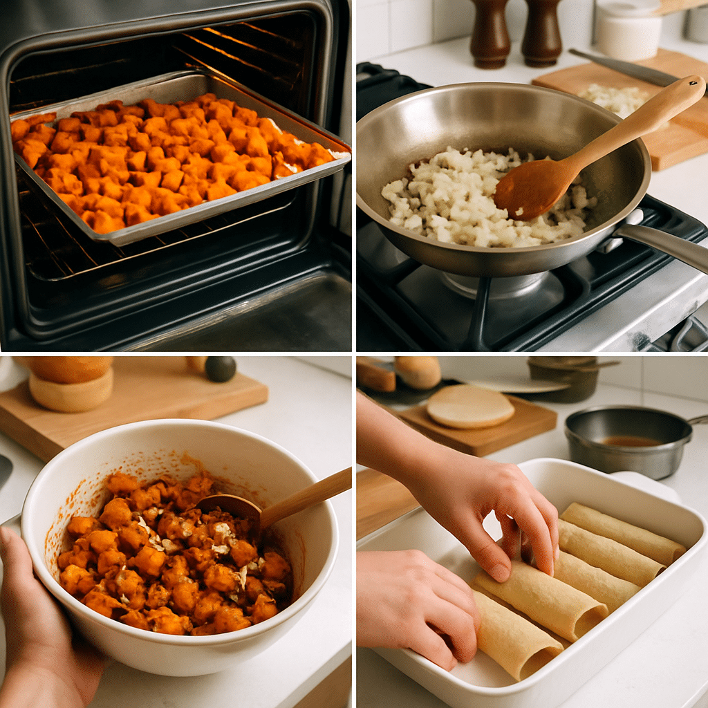 butternut squash enchiladas process photo