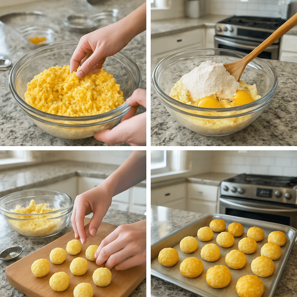 cheesy potato puffs process photo