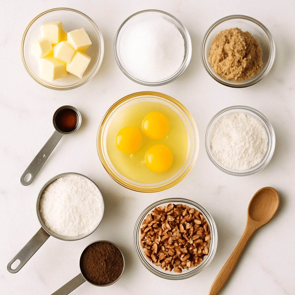 chocolate pecan pie bars ingredients photo