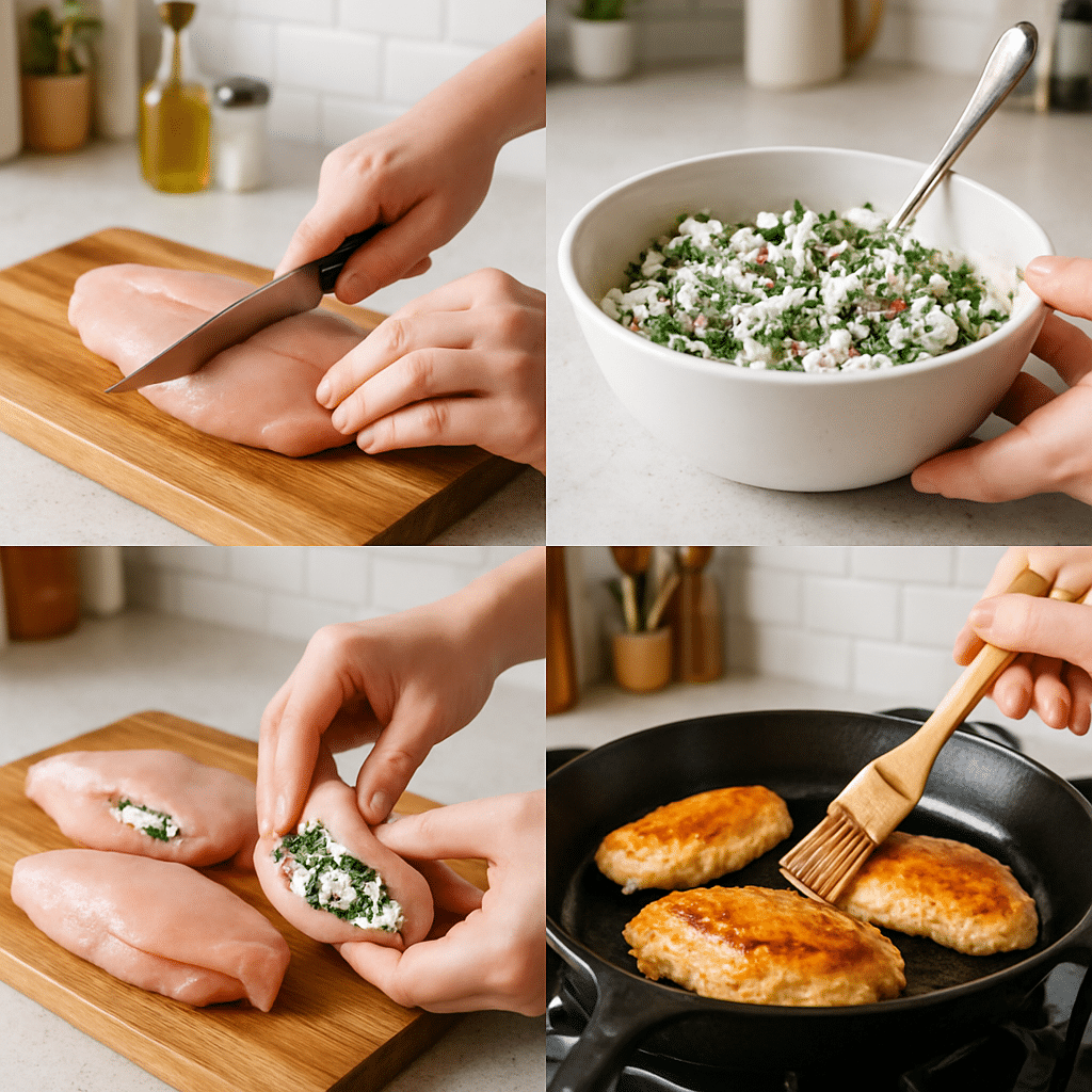 cranberry spinach stuffed chicken process photo