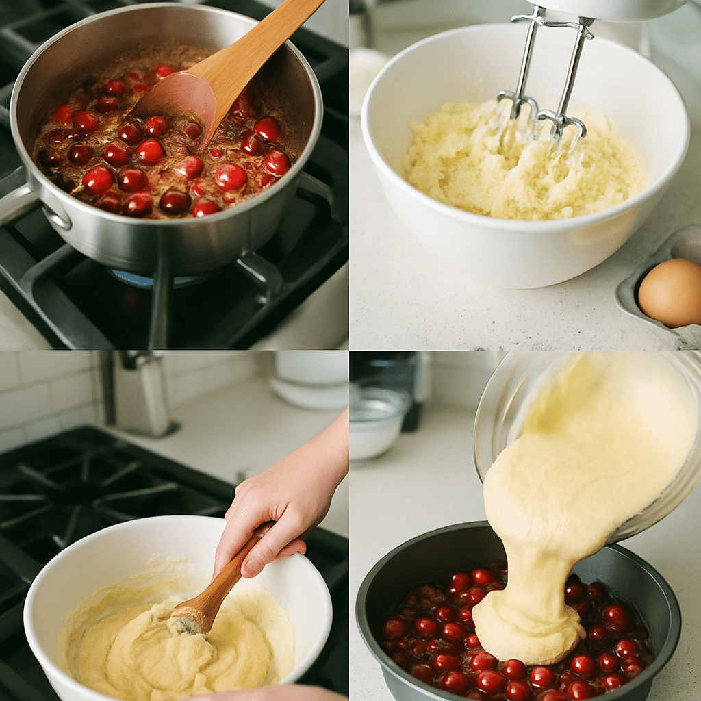 cranberry upside down cake process photo