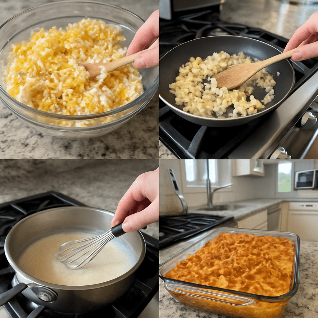 French onion funeral potatoes process photo